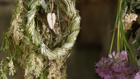 drying medicinal herbs, a wreath of herbs