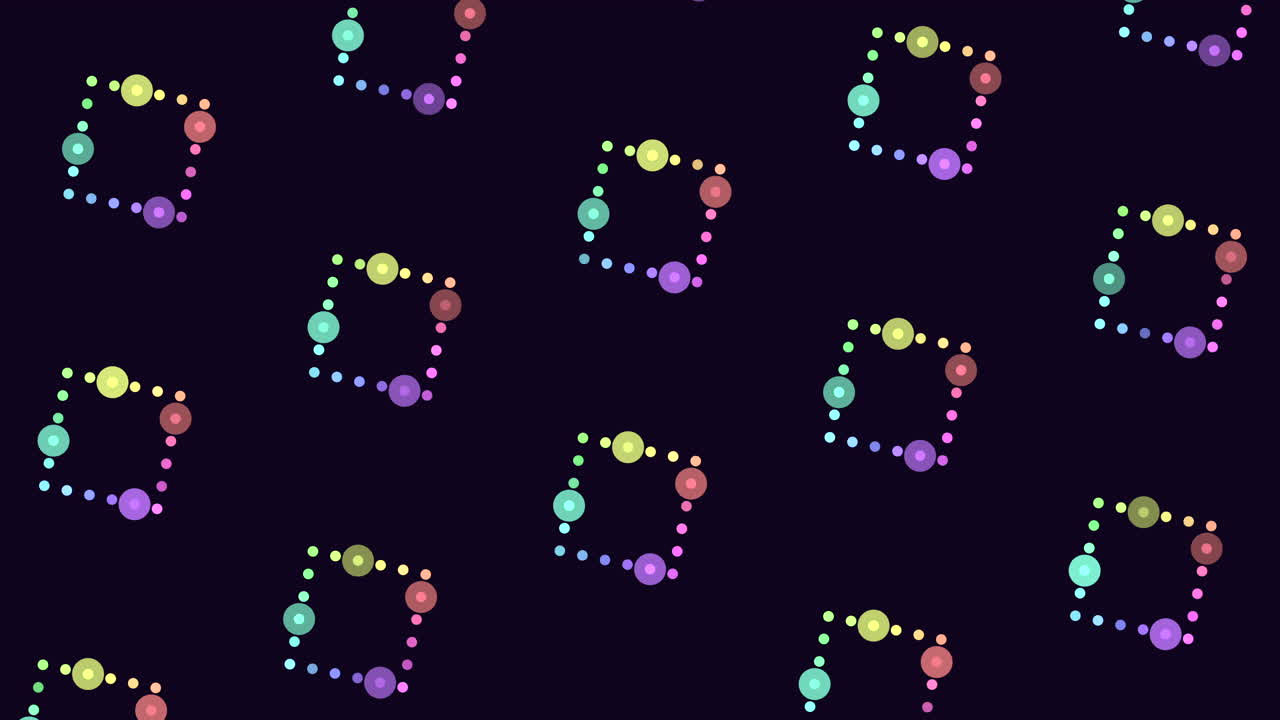 una cuadrícula colorida de puntos simétricos crea un patrón intrincado