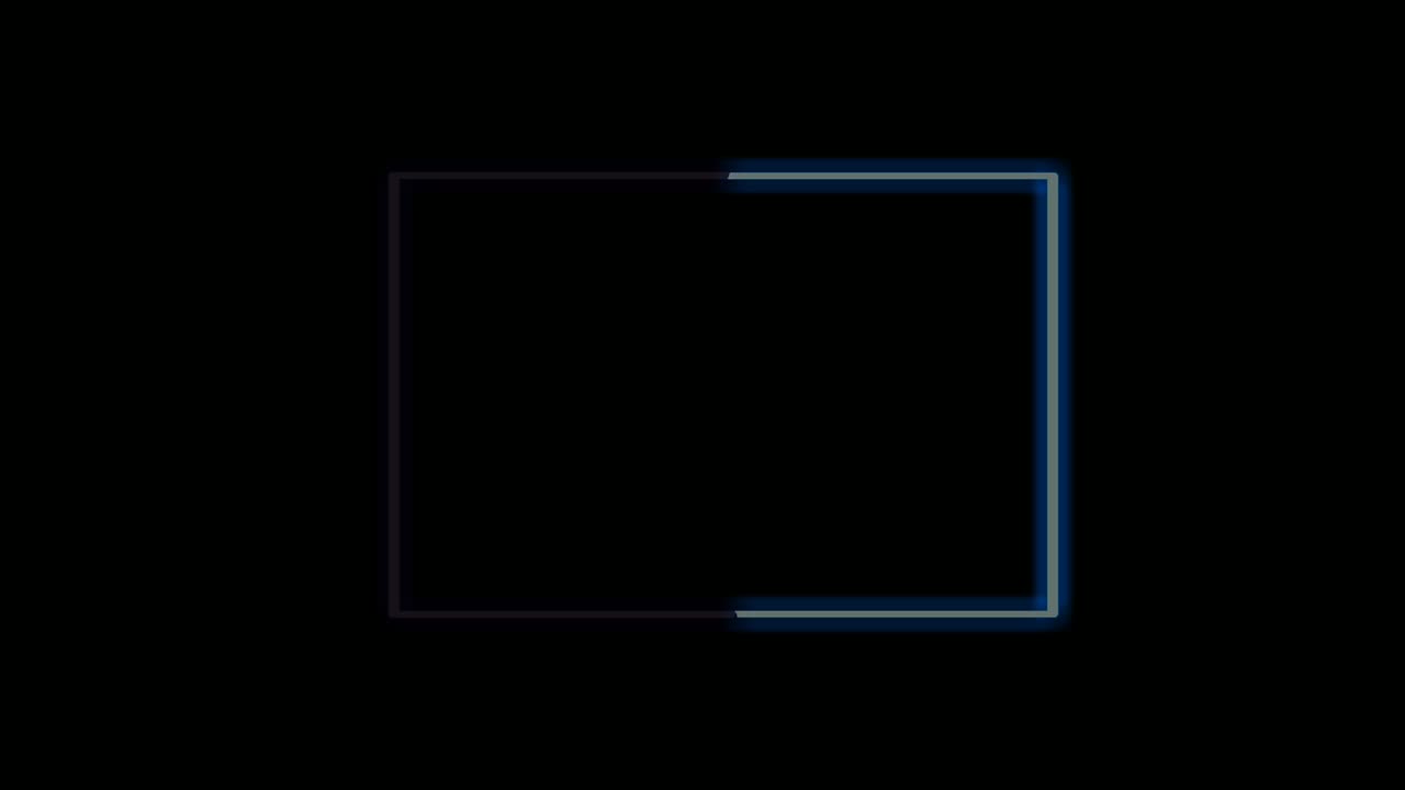 흑색 바탕에 네온 직사각형 빛의 경계 애니메이션, 빈 복사 공간과 함께 현대적인 경계 4k