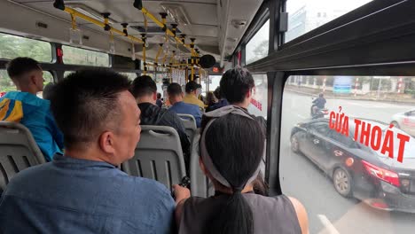 passengers commuting on a city bus journey