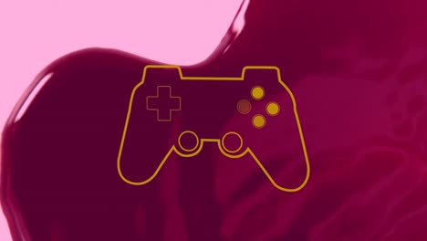 Animation-of-gamin-pad-over-human-blood-on-pink-background