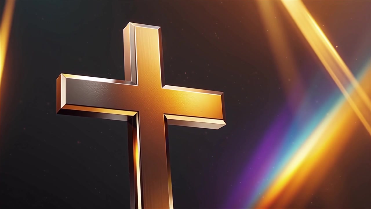 Croce Cristiana Luce Celestiale Sfondo per il Culto.