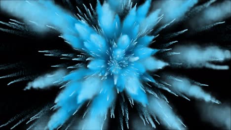 explosión de polvo de color azul sobre fondo negro