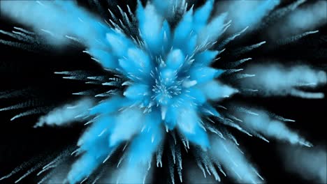 blue color powder explosion on black background