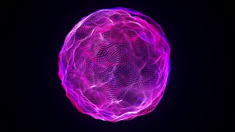 esfera brillante abstracta, fondo generado por computadora. forma ondulada multicolor de partículas de neón. representación en 3d de un elemento futurista