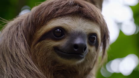 close-up of a sloth in a forest