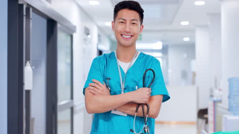Man,-nurse-with-arms-crossed-and-portrait