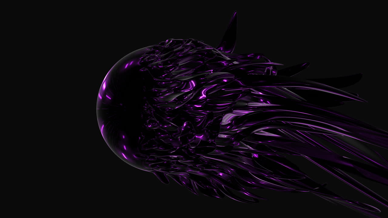 esfera negra futurista y psicodélica con ondas de neón