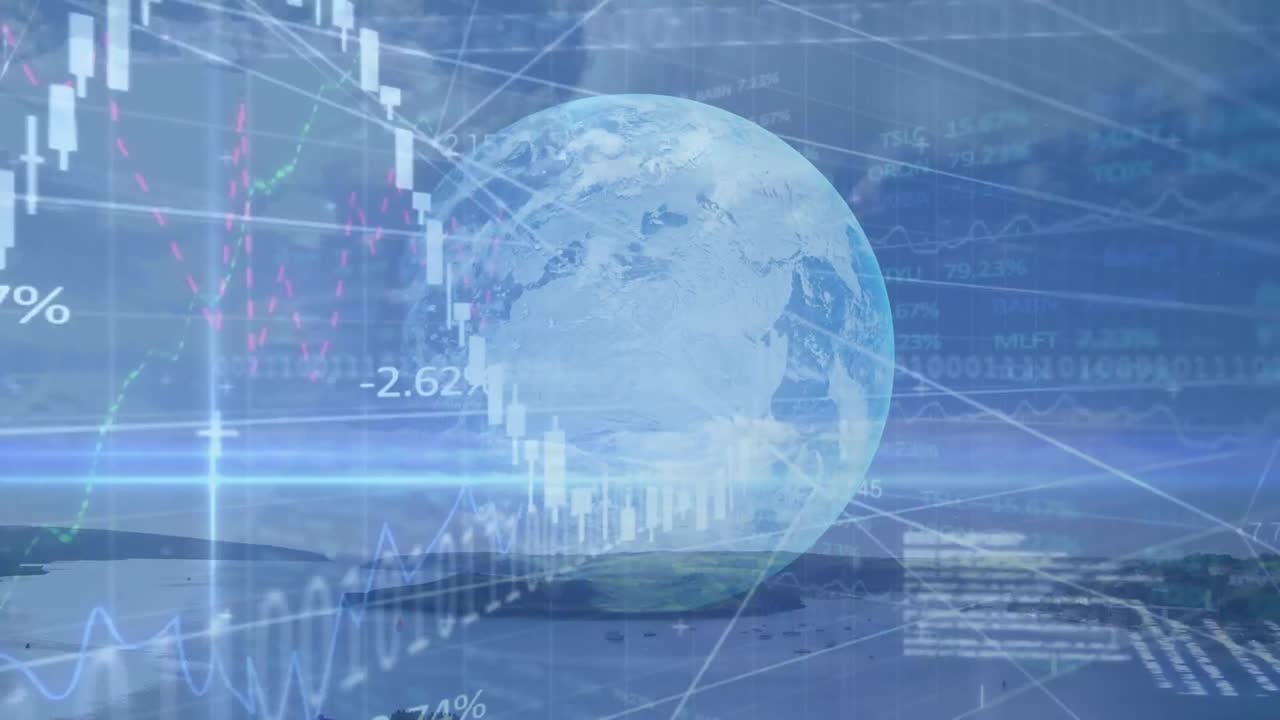 animación de gráficos y datos financieros en todo el mundo y el paisaje