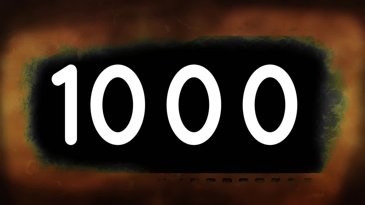 Number 1257 animation over dark, fiery background