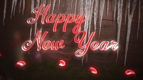 Happy-New-Year-text-with-red-balls-and-icicles