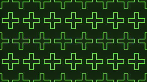 futuristic pattern green crosses on black background with glowing lines