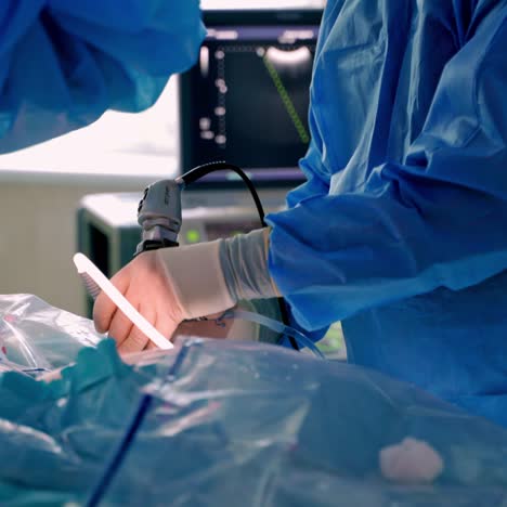 team surgeon at work in operating room. modern equipment in operating room. medical devices for neurosurgery