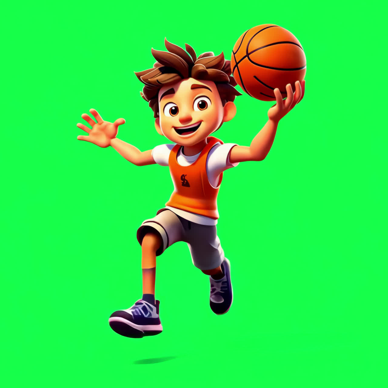 niño de dibujos animados jugando baloncesto