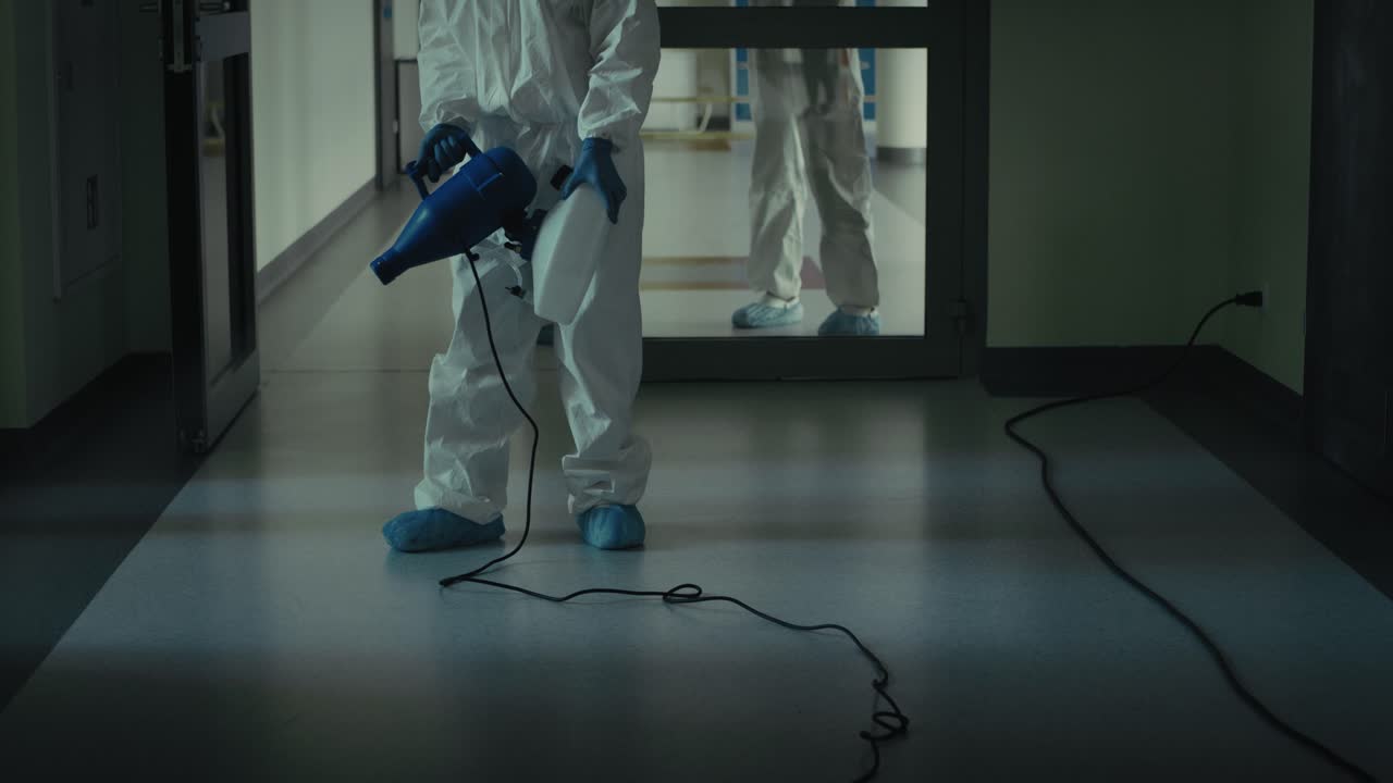 건물 복도 의 일상적 인 소독 의 비디오