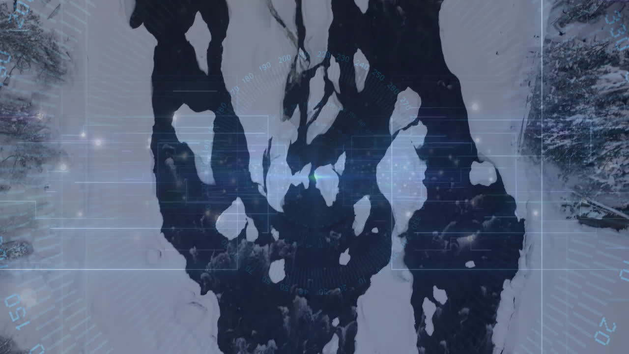 Animation showing melting ice and snow with digital data overlay in school project
