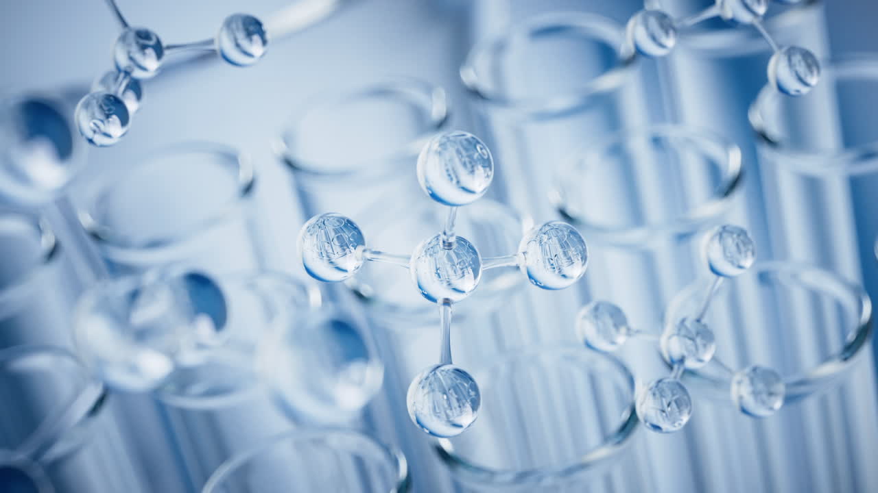 실험실에서 화학적 유리 용품, 3d 렌더링