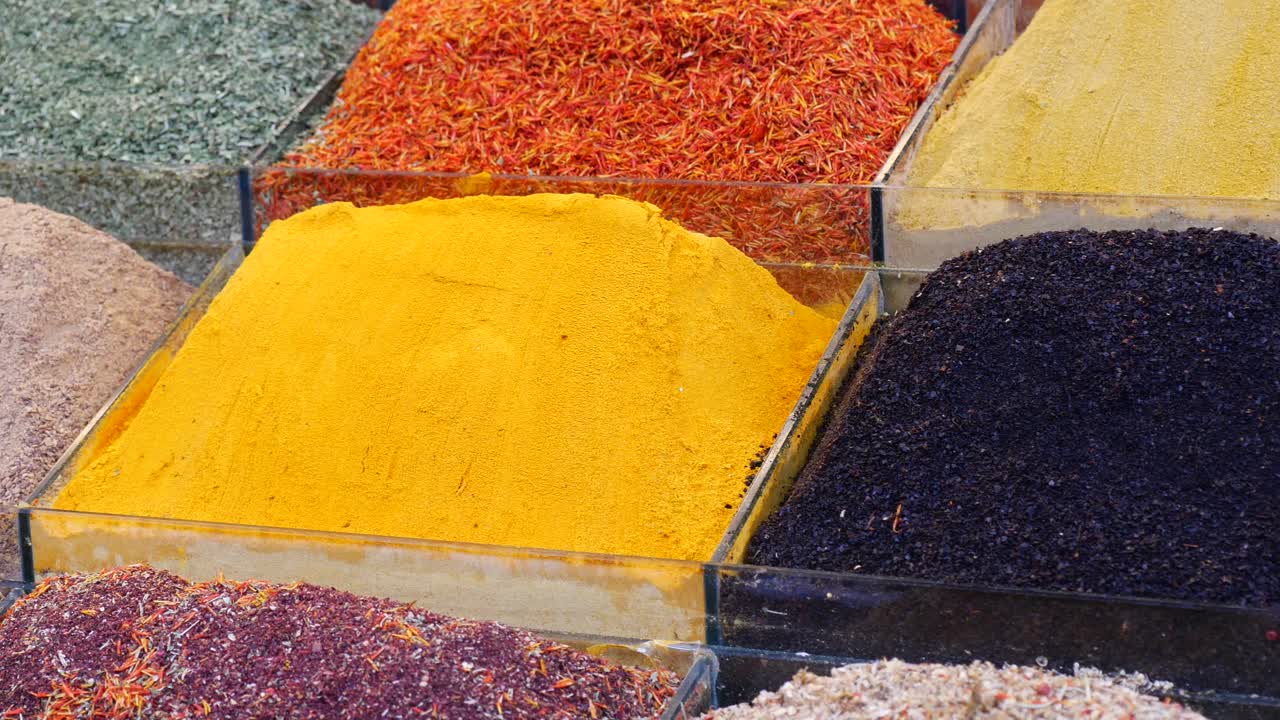 Colorful Assortment of Spices at a Market