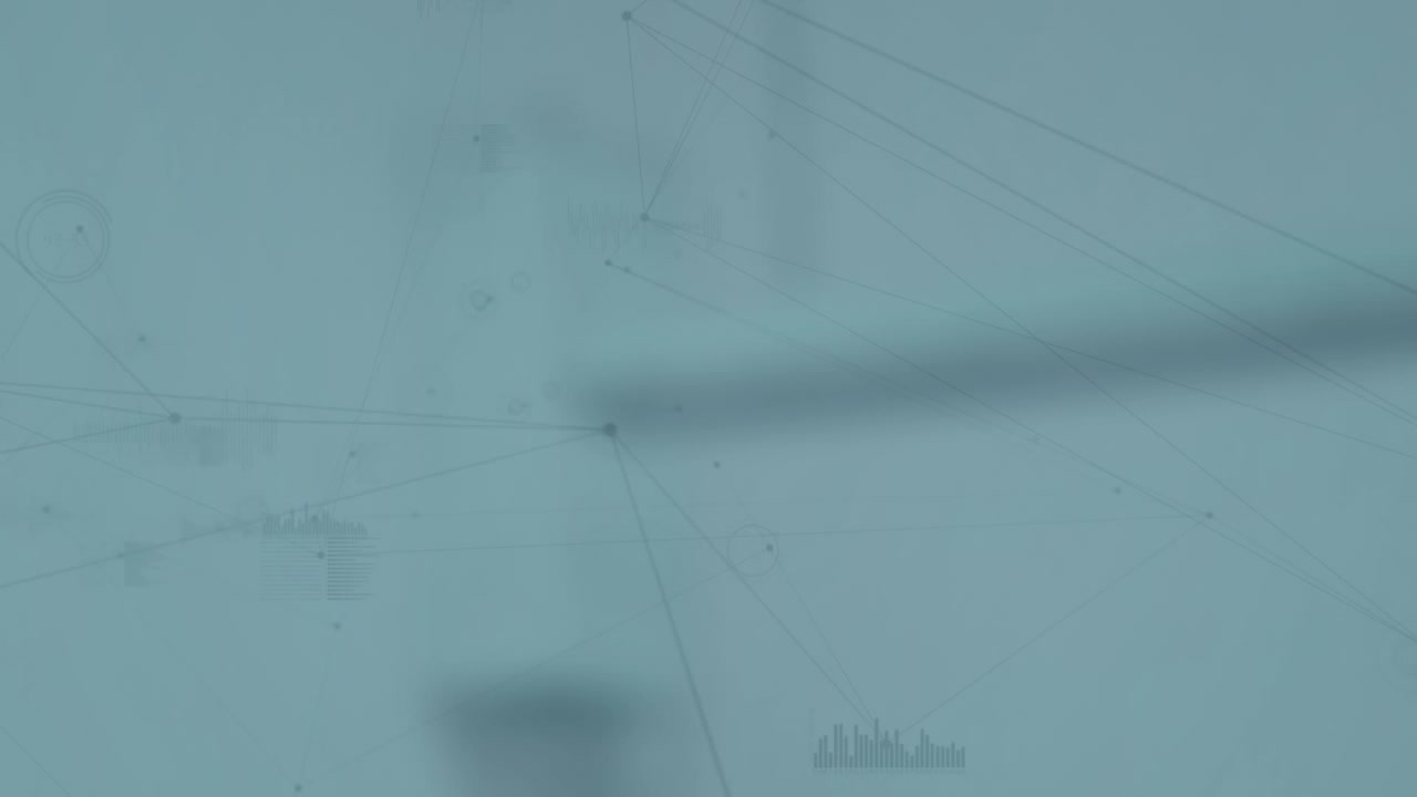 Animation of network of connections with glowing spots over blue background