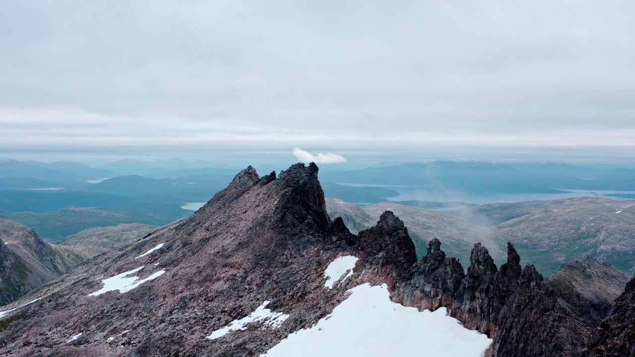 High Mountain Peak Of Kv&aelig;nan In Flakstadvag, Senja Island, Norway