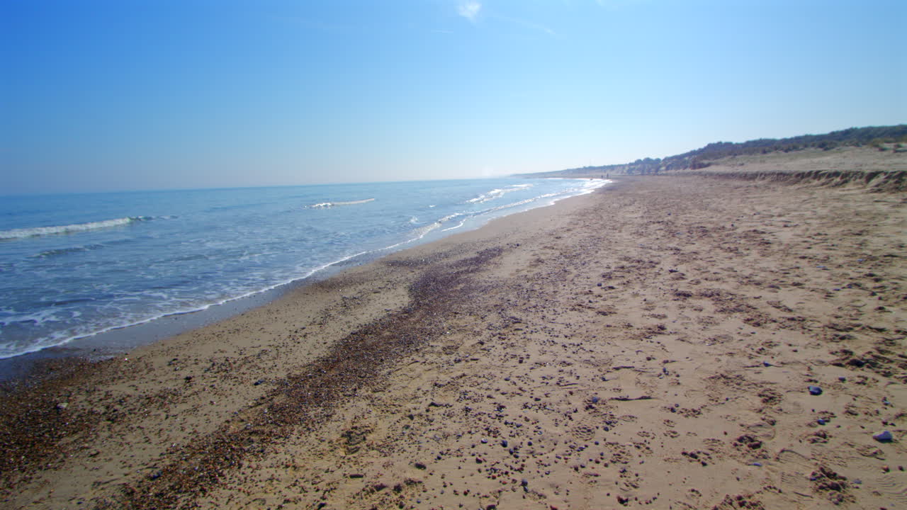 Long shot looking South down Horsey beach to Winterton on Sea,
