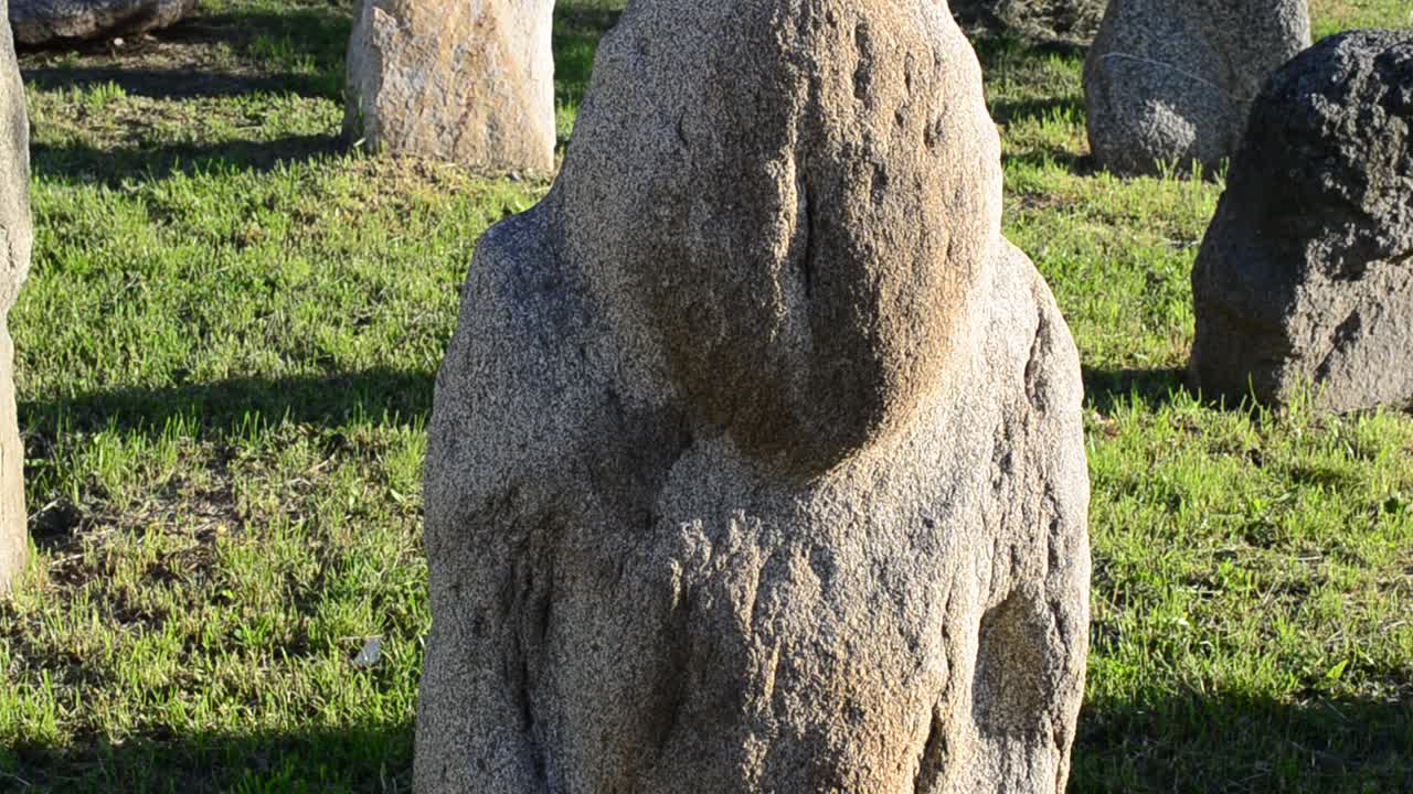 Polovtsiske stenstatuer. Ukraine. Fremstillet i det 9.-13. århundrede. Skulpturerne er lavet af grå sandsten.