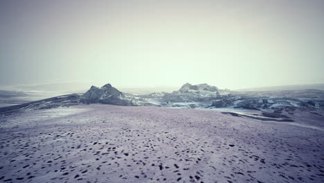 dramatic winter dark desert steppe on a highland mountain plateau