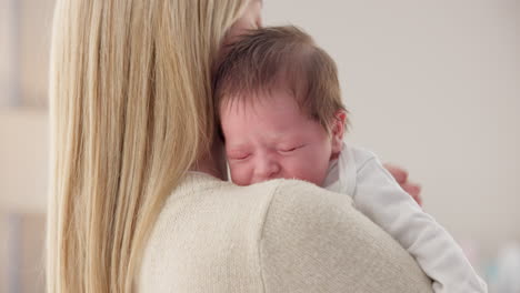 comfort, mother and a crying newborn for love