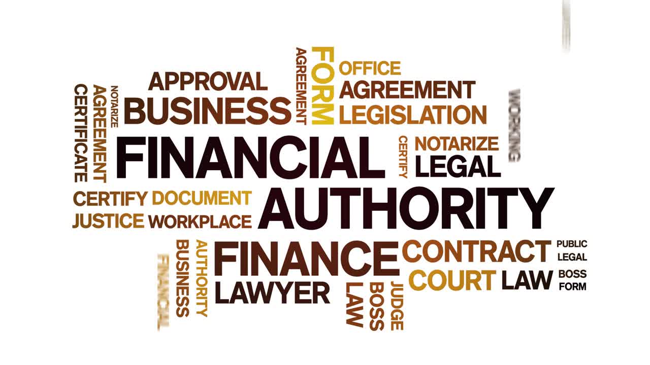 4k Financial Authority Animated Tag Word Cloud,Text Animation seamless loop.