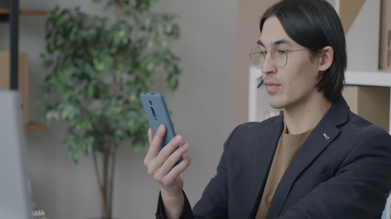 Man having a video call in an office