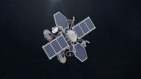 establishing shot of futuristic observation satellite in outer space