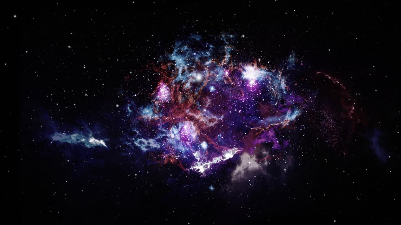 Tågeskyer besat med stjerner i kosmos, rummet