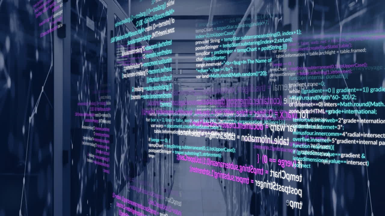 Animation of data processing over server room