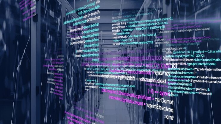 Animation der Datenverarbeitung über Serverraum