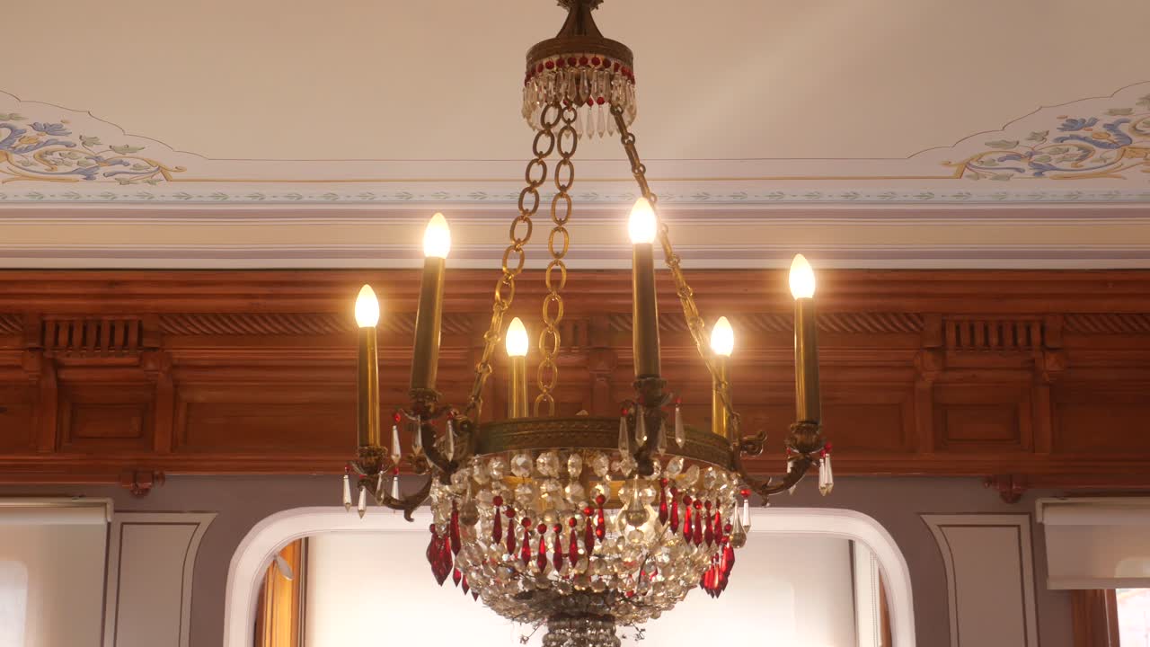 Antique Crystal Chandelier in a Historical Interior