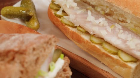 Herring Sandwich with Pickles and Onions