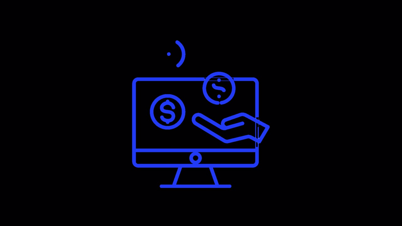 Animated Icon of Computer Monitor Earning Money