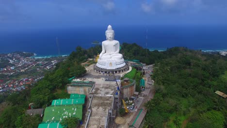 aerial view the beautify big buddha in phuket island