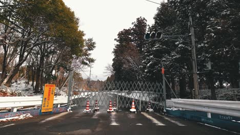 one of many blockades guarding the entry to the exclusion zone near fukushima daiichi power plant.