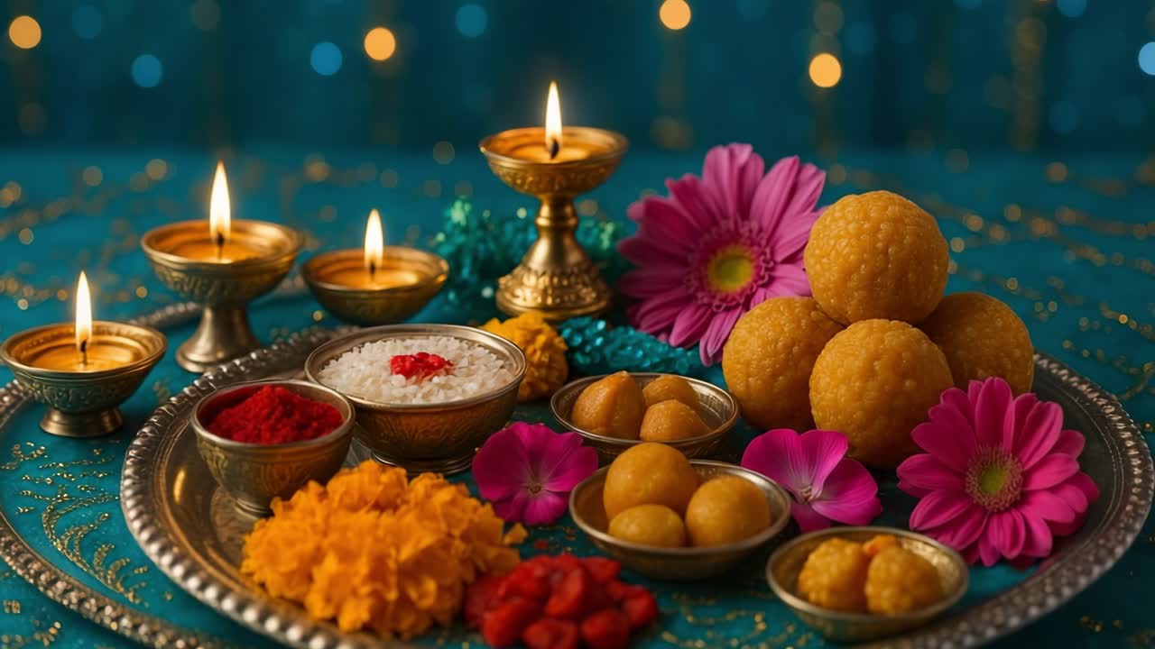 Traditional indian diwali festival plate