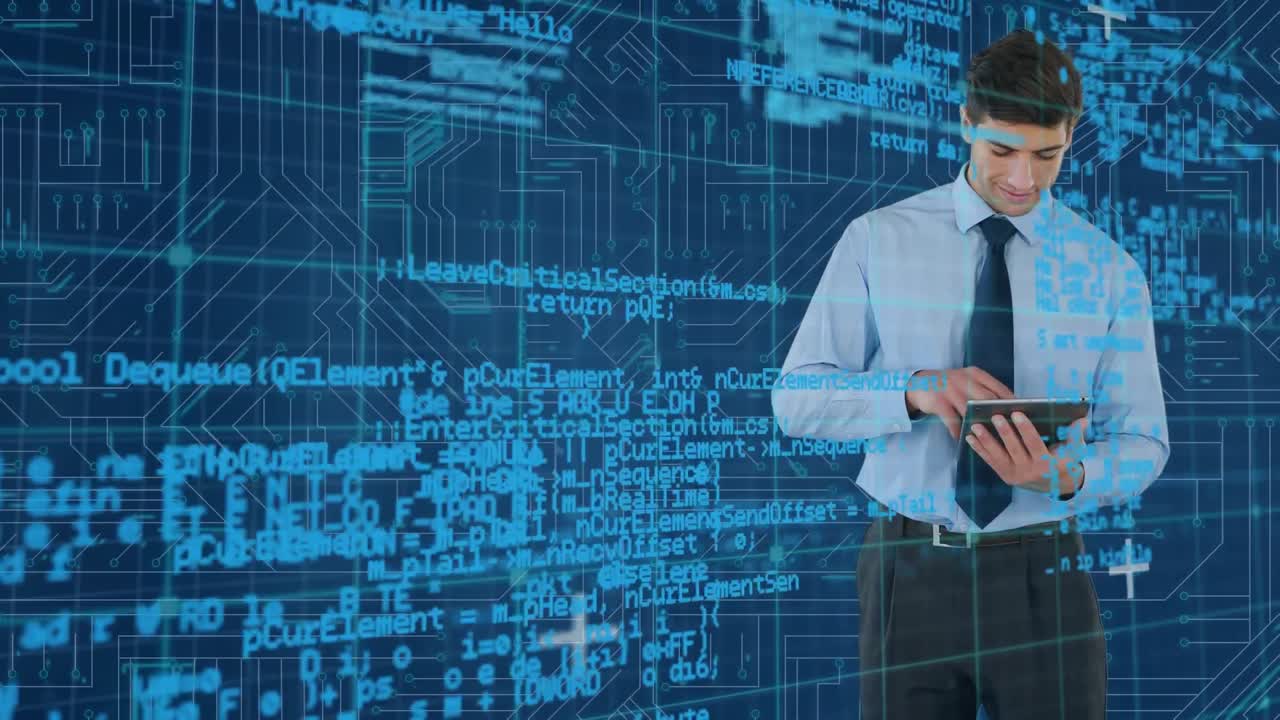 uomo d'affari che usa un tablet digitale