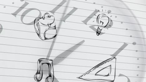 Animation of education icons over clock ticking