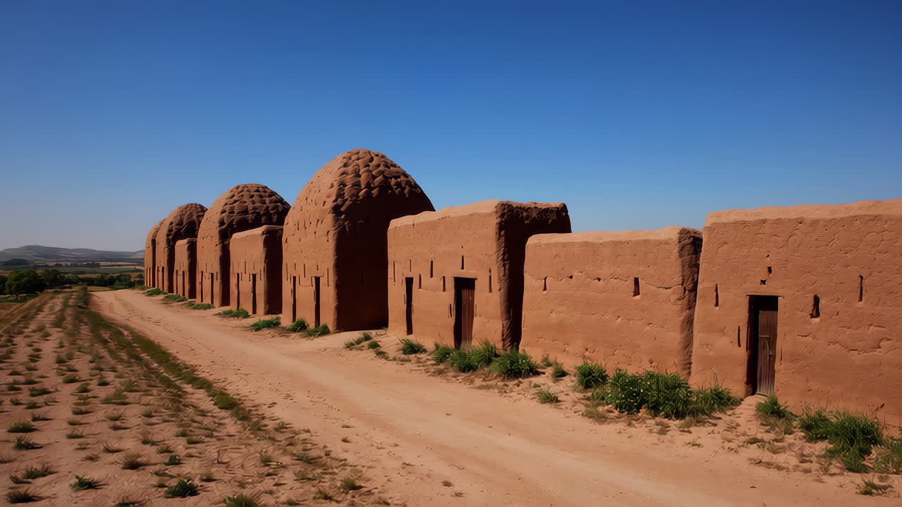 Ancient Adobe Structures in a Desert Landscape
