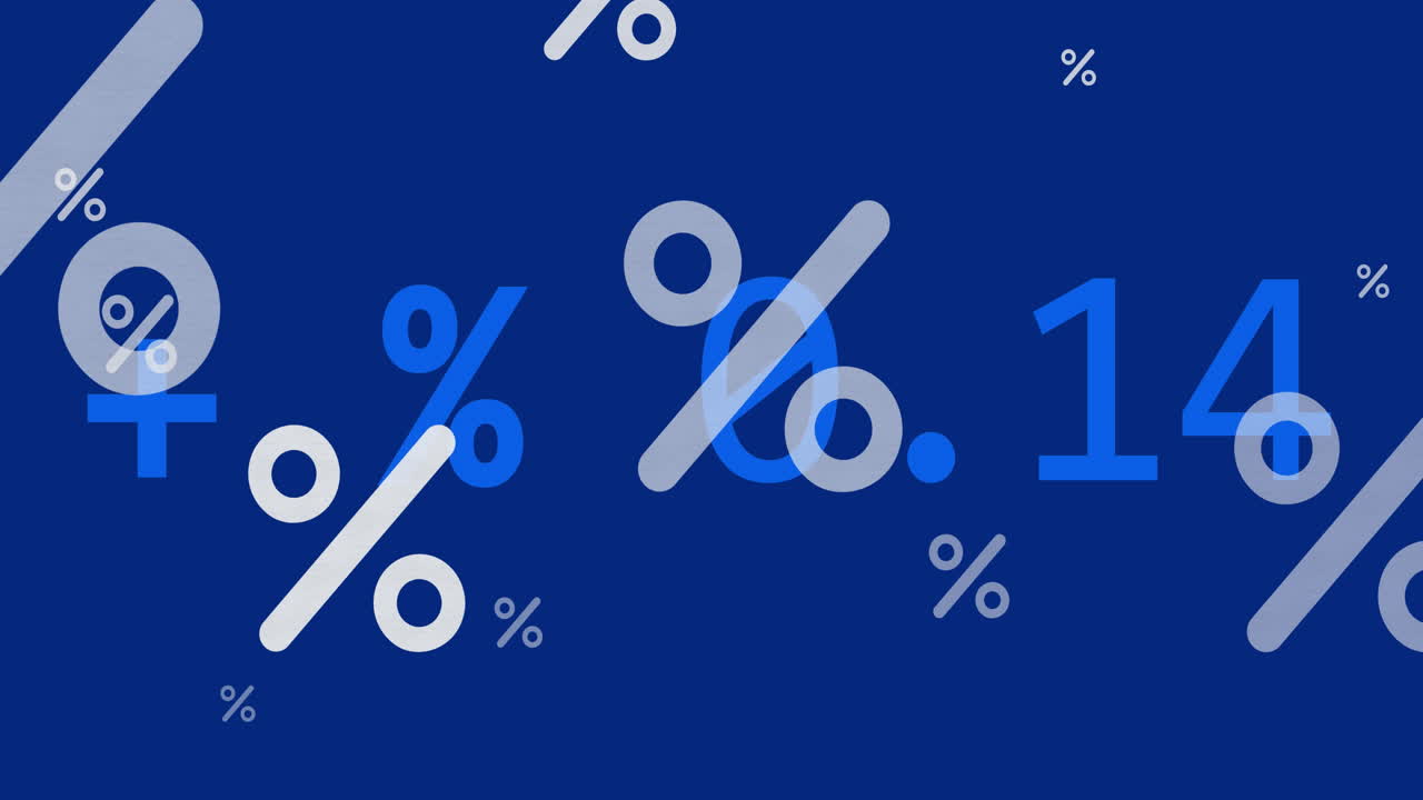 animación del procesamiento de datos financieros sobre un fondo azul