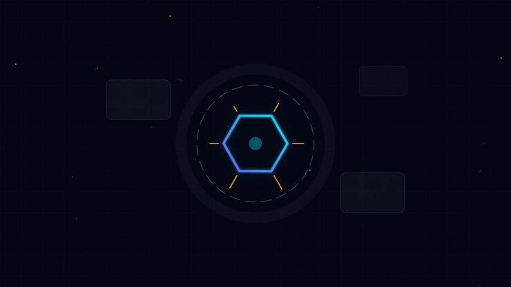 Abstract Digital Hexagon Interface Animation on Dark Background