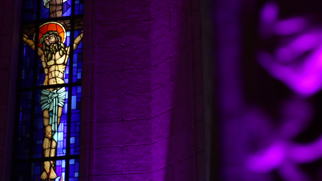 교회 벽에 그리스도의 장식 그림 - 고정 카메라