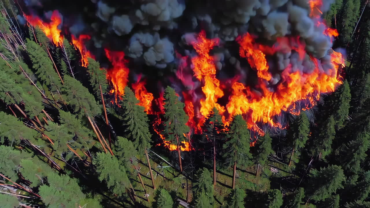 Veduta aerea dell'incendio forestale