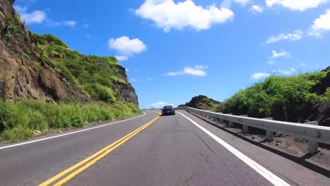 在夏威夷的俄<unk>島的公路上駕駛穩定 gopro 9