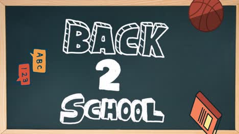 Animation-Von-Back-to-School-Texten-Und-Schulartikel-Symbolen-Auf-Schwarzem-Hintergrund