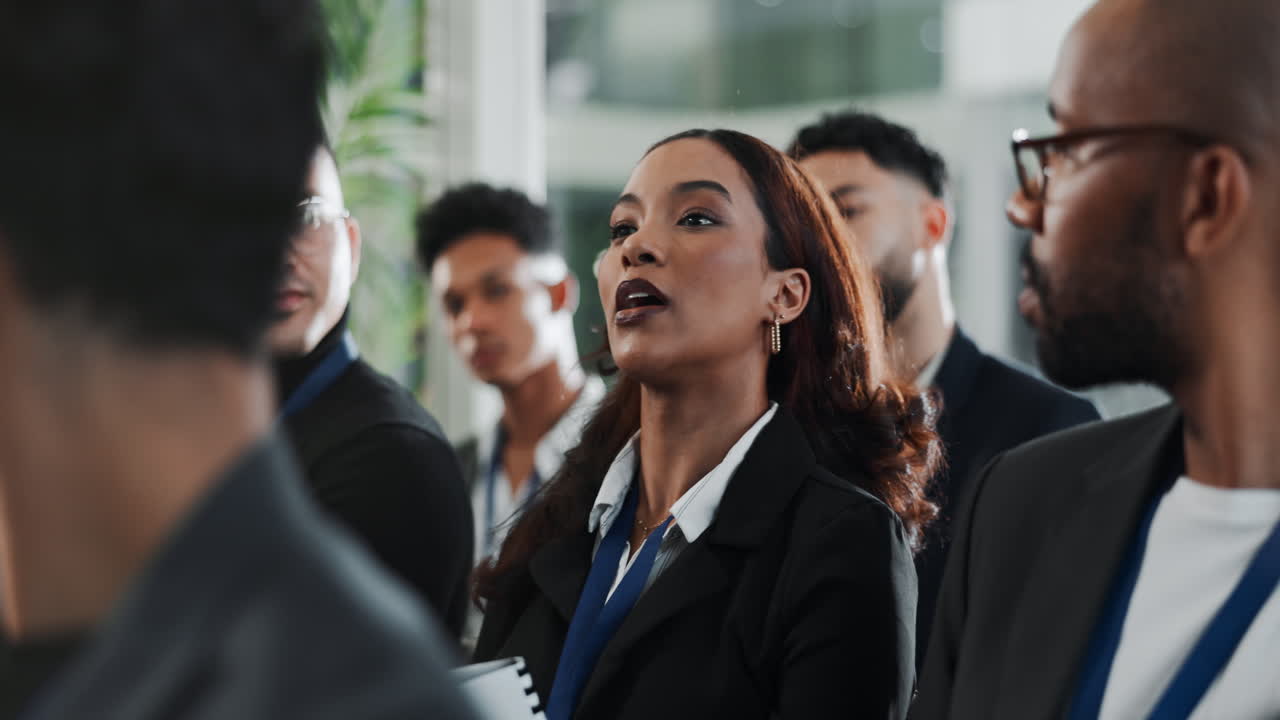 Diverse group of people attending a business conference